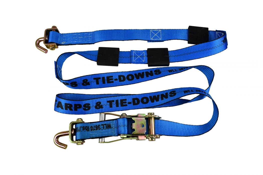 2" x 14' Auto Tie Down Ratchet Strap with Swivel J Hook and Rubber Cleats