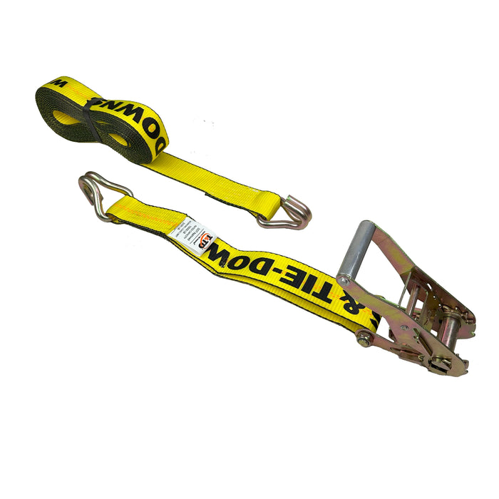 2″ x 30' Yellow Ratchet Strap With Wire Hook