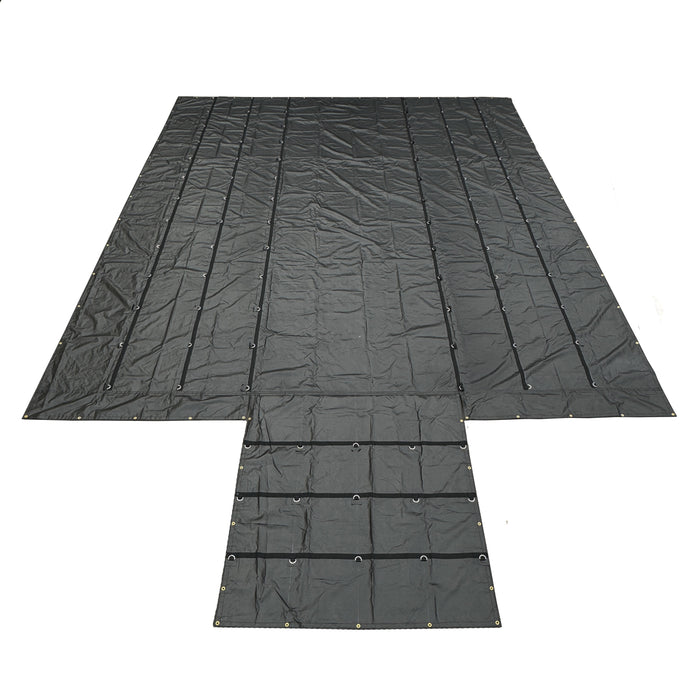 Heavy Duty Lumber Truck Tarps - 24' x 27' (8' Drop) Black 14 oz