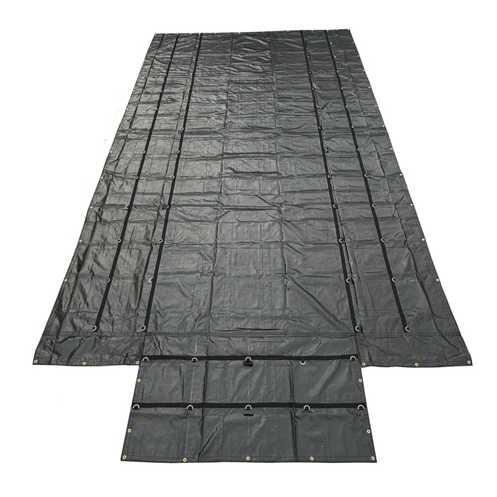 Heavy Duty Lumber Truck Tarps - 16' x 27' (4' Drop) Black 14 oz