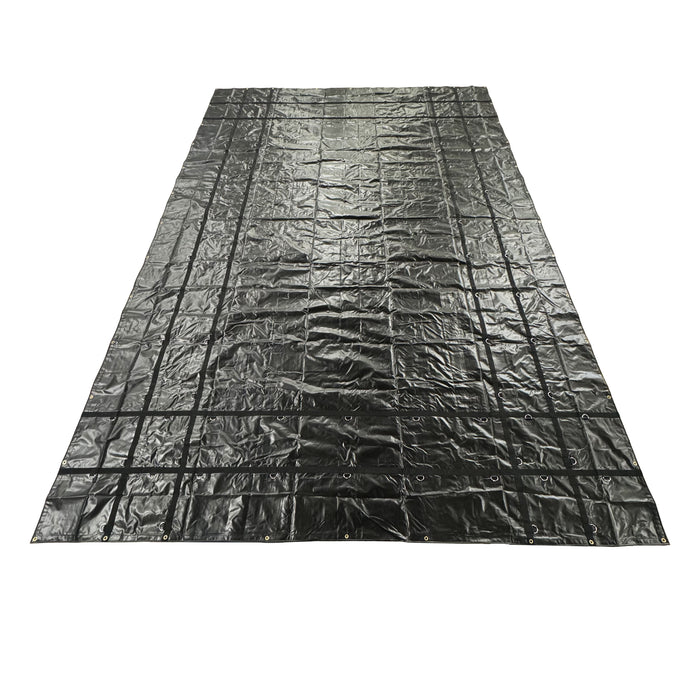 Heavy Duty Steel Truck Tarps - 16' x 24'' (2R | 4S) Black 12 oz