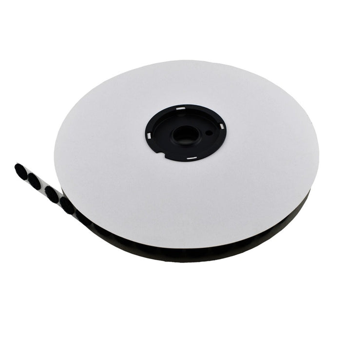 Adhesive Velcro Circles (Hook or Loop) 3/4" Diameter, 27.5 Yards Long, Black