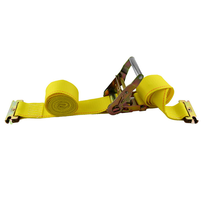 2" x 12' Yellow Logistic Strap With Ratchet & E-Track Fitting
