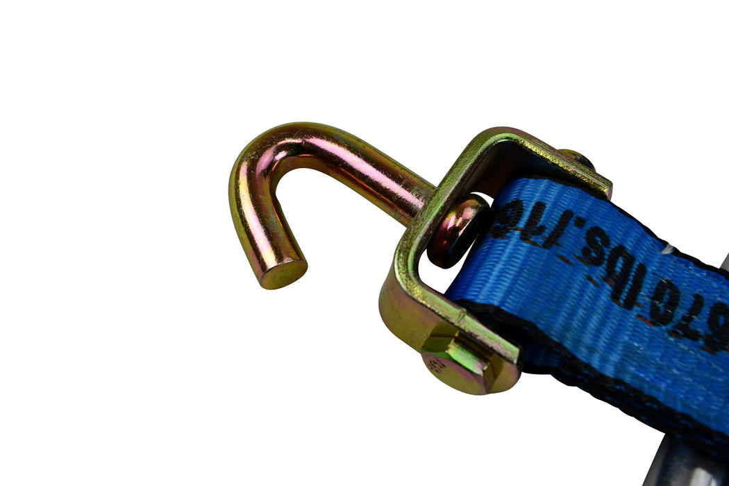 2" x 14' Auto Tie Down Ratchet Strap with Swivel J Hook and Rubber Cleats