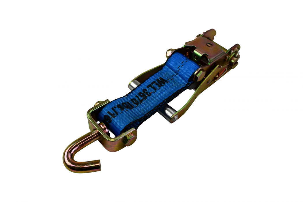 2" x 14' Auto Tie Down Ratchet Strap with Swivel J Hook and Rubber Cleats
