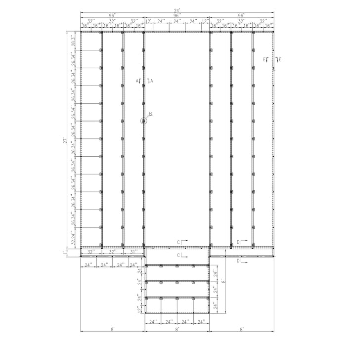 Heavy Duty Lumber Truck Tarps - 24' x 27' (8' Drop) Black 14 oz