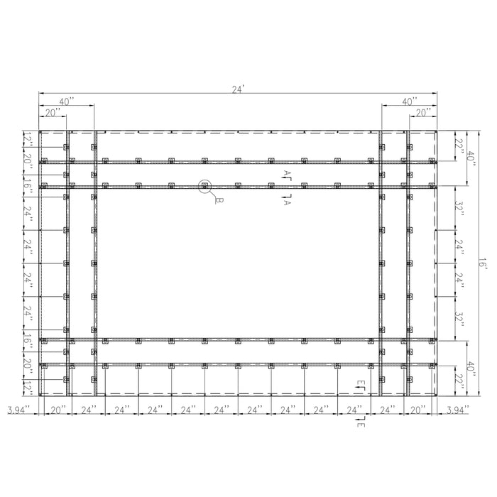 Heavy Duty Steel Truck Tarps - 16' x 24'' (2R | 4S) Black 12 oz