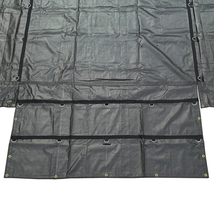 Heavy Duty Lumber Truck Tarps - 16' x 27' (4' Drop) Black 14 oz