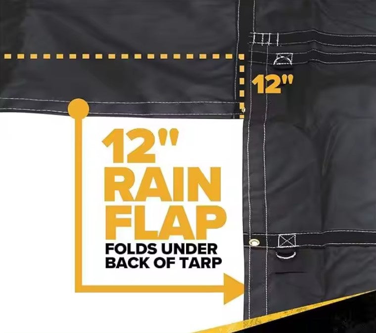 Heavy Duty Lumber Truck Tarps - 16' x 27' (4' Drop) Black 12 oz
