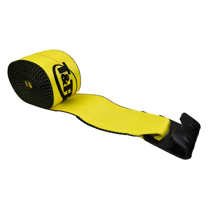 4" Winch Strap with Flat Hook - Yellow